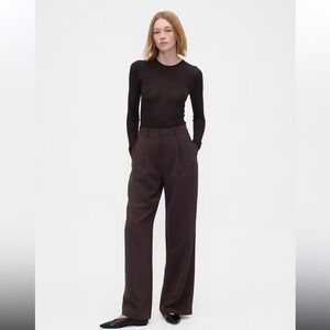 GAP Women’s 365 High Rise Pleated Trousers Size 12 Tall Terra Brown Wide Leg NWT